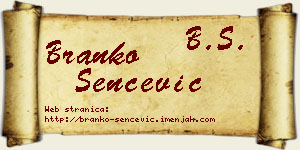 Branko Šenčević vizit kartica
